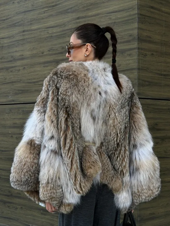Шуба - летучка из меха рыси - фото 19