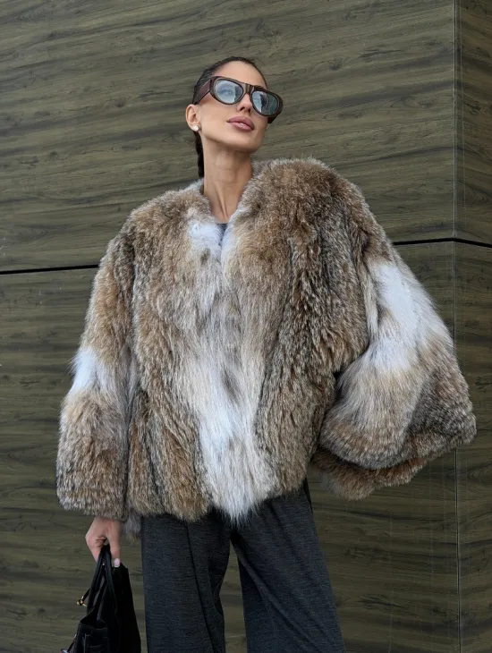Шуба - летучка из меха рыси - фото 14