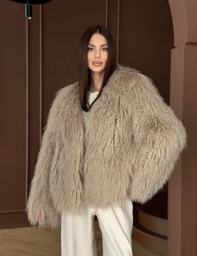Шуба из натурального меха ламы - фото 17