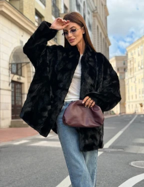 Меховой норковый жакет в стиле пэчворк - фото 19