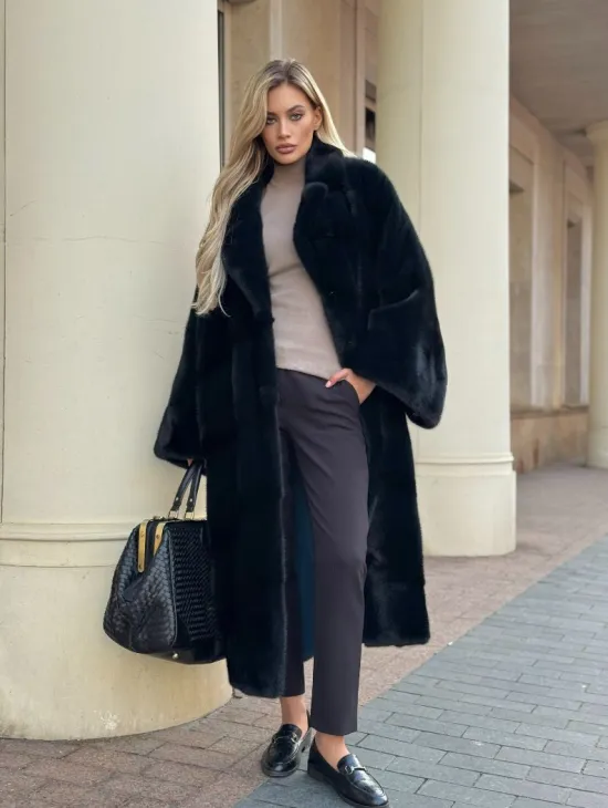 Зеленая норковая шуба - фото 7