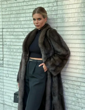 Классическое пальто из меха соболя седина 1/2 - фото 0