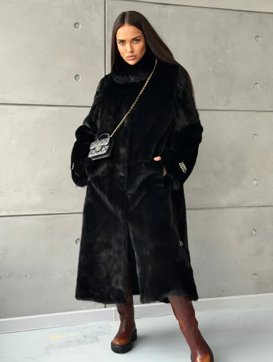 Шуба из норки Blackglama с капюшоном - фото 8