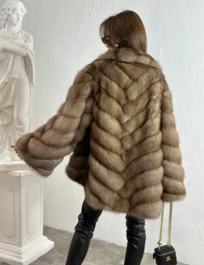 Жакет из куницы с шалью - фото 6