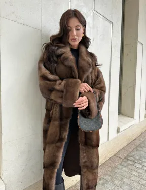 Норковая шуба NAFA соболиного натурального цвета - фото 6